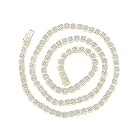 The Diamond Deal 10kt Yellow Gold Mens Round Diamond Tennis Studded Necklace 8-1/2 Cttw