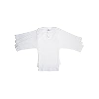 Baby White Rib Knit Long Sleeve Lap T-Shirt 3-Pack
