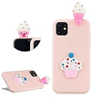 for iPhone 15 Plus 6.7 Ice Cream 3D Cartoon Silicone Case, Solid Color Cute Cupcake Design Ultra Slim Matte Soft Rubber Bumper Shockproof Gel TPU Protective Phone Cover, Light Pink #1
