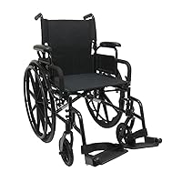Karman Healthcare 802-DY 30 lbs Ultra Lightweight Wheelchair with Removable Footrest in Black, 18