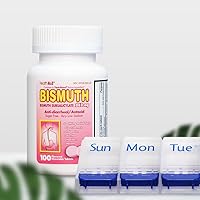 HealthA2Z® Mega Savings Bundle: Bismuth Subsalicylate 262mg, 100 Chewable Tablets & 7- Day XL Pills Organizer