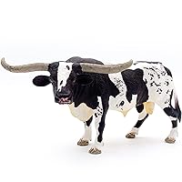 Gemini&Genius Farm Animal Toys, Longhorn Cow Action Figure, Hand Painted, 6 Inches Length, Realistic and Durable Farm Toys for Children Boys and Girls Gift