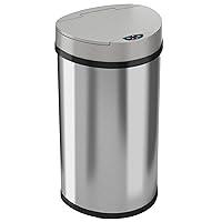 iTouchless 13 Gallon Kitchen Trash Can with Odor Control System, Stainless Steel Extra-Wide Opening Touchless Automatic Garbage Bin, Brshed Silver, Semi Round, Sensor