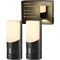 Lyridz Rechargeable Battery Night Light, LED Motion Sensor Night Light, Stick-on 1-50LM Dimmable Night Light for Bedroom, Stairs, Hallway, Kitchen, 2-Pack