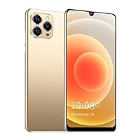 IP12 PRO Unlocked Android Smartphone ,6.26in Waterdrop Full Screen Dual SIM Cell Phone ,Ultra Thin Mobile Phone Supports Face Fingerprint Unlocking ,Quad Core CPU ,Triple Rear Camera Gold