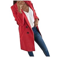 Women's Basic Essential Double Breasted Midi Wool Blend Pea Coats 2023 Blazer Jackets for Women Winter Coat