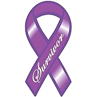 Purple Survivor Cancer Awareness Ribbon Vinyl Decal - Choose Size - (8
