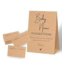 Baby Name Suggestions,Baby Predictions And Advice Cards,Advice for Parents Baby Shower,Gender Reveal Decorations Neutral Colors,Baby Party Supplies,1 Kraft Sign & 50 Kraft Cards Set-A19