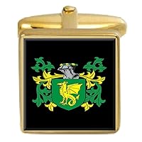 Finch England Family Crest Surname Coat Of Arms Gold Cufflinks Engraved Box