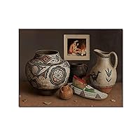 Indian Still Life Vase Still Life Art Poster Vintage Poster Pottery Porcelain Poster Wall Art Paintings Canvas Wall Decor Home Decor Living Room Decor Aesthetic Prints 12x16inch(30x40cm) Frame-style