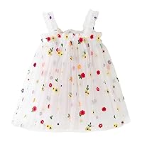 Toddler Tutu Dress Baby Girls Ruffled Daisy Floral Print Layered Tulle Tutu Dresses Princess Party Fairy Sundress for Infant