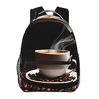 Casual Laptop Backpack Lightweight Hot Coffee Canvas Backpack For Women Man Travel Daypack With Side Pocket