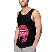 Lips I Love You Kiss Men's Gym Tank Tops Sleeveless Shirt Workout Casual Vest