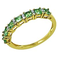Carillon 0.69 Carat Tsavorite Square Shape Natural Non-Treated Gemstone 10K Yellow Gold Ring Engagement Jewelry for Women & Men