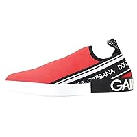Dolce & Gabbana Red White Flat Sneakers Loafers Men's Shoes