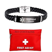 Personalized Medical Alert Leather Bracelet for Men Women Customized ID Med Bangle Functional Disease Awareness Alarm Wristband for Patient Emergency Identification Jewelry