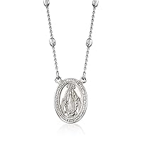 Ross-Simons Italian Sterling Silver Miraculous Medal Bead Station Necklace