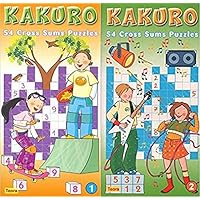 2 Pack Kakuro For Kids 1&2, 108 Cross Sums Puzzles