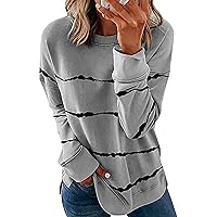 ZEFOTIM Tunic Tops for Women,Spring Casual Striped Contrast Color Shirt Tops Stylish Long Sleeve O-Neck Tunic Blouse Tees