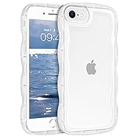 YINLAI Case for iPhone SE 2022 3rd/SE 2020 2nd Generation/iPhone 8/7 4.7-Inch, Transparent Soft Silicone Gel Rubber Phone Cover Cute Curly Wave Frame Slim TPU Shockproof Protective Case, Clear