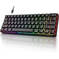 KOORUI 60% Gaming Keyboards, 61 Keys Wired Ultra-Compact Mechanical Keyboard 26 RGB Backlit with Red Switch Mini Keyboards for Windows MacOS Linux-Easy to Carry On Trip