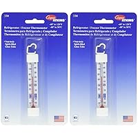 330-0-1 Refrigerator/Freezer Vertical Glass Tube Thermometer (Pack of 2)