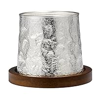 999 Sterling Silver Whiskey Wine Glass, Handmade hammered Lines, Creative Glacier Texture Cups, Matte Style, 9.8 fl.oz.us