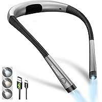 LED Neck Reading Light, Book Light for Reading in Bed, 3 Colors, 6 Brightness Levels, Bendable Arms, Rechargeable, Long Lasting, Perfect for Reading, Knitting, Camping, Repairing