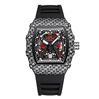 ManChDa Watches for Men Chronograph Tonneau Sport Watch Silicone Strap Watch relojes para Hombres Black Watch