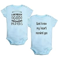 Pack of 2, God knew my heart needed you & I am Proof God Answers Prayers Funny Romper Baby Bodysuit Infant Kids Jumpsuit
