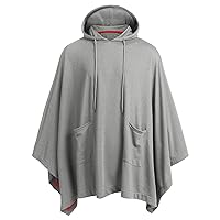 Men's Casual Hooded Poncho Cape Oversized Batwing Sleeves Hoodies Pullover Loose Fit Cloak Coat Top with Pocket