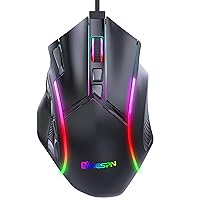Wired Gaming Mouse, Counterweightable with 12 Programmable Buttons, 6-Adjustable DPI USB Mice with 13 RGB Light Modes