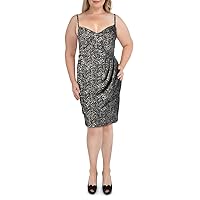 Womens Juniors Leopard Print Sleeveless Mini Dress Black-Ivory 18
