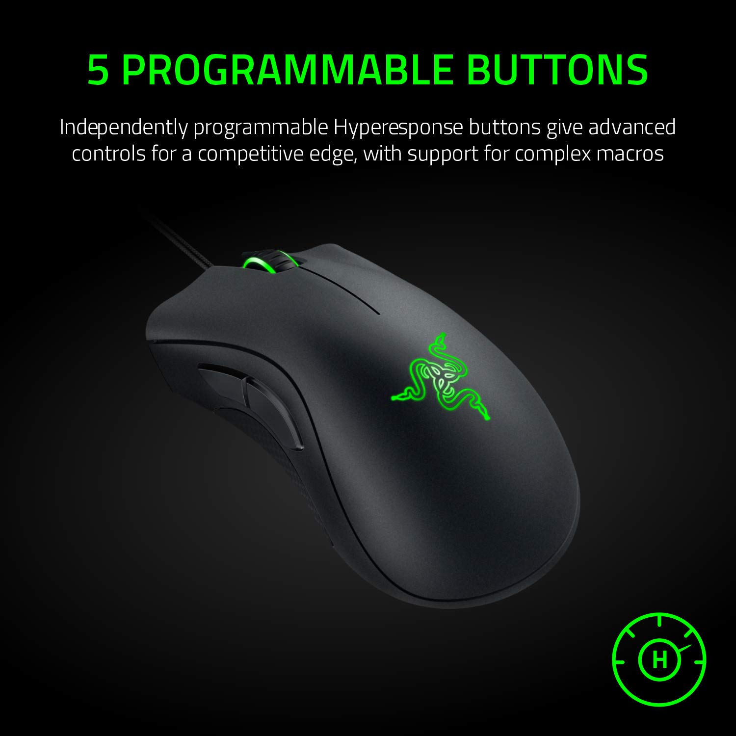 Razer DeathAdder Essential - Wired Gaming Mouse (Optical Sensor, 6400 DPI, 5 Programmable Buttons, Ergonomic Form Factor) Mercury