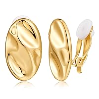 Gold Clip on Earrings Button Rectangular Drop Clip Earrings for Women Trendy Earrings for Women Girls…