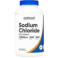 Nutricost Sodium Chloride 1000mg, 240 Tablets - Salt Tablets, Non-GMO, Gluten Free