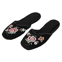 Handmade Embroidered Floral Beaded Sequin Chinese Classic Women's Velvet Slippers in Blue Red Black Colors New