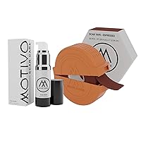 Motivo Advanced Scar Care Bundle: Scar Tape & Scar Cream (15ml) | Water & Sweat Resistant, Long-Lasting, Suitable for All Skin Types | Ideal for Surgical, C-Section, Trauma, & Acne Scars | Espresso