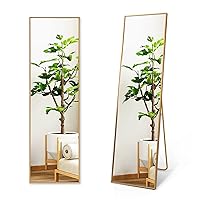 Wall Mirror Full Length Full Body Mirror Floor Mirror Standing Mirror with Aluminum Alloy Thin Frame for Bedroom Living Room, 59” X16” Gold