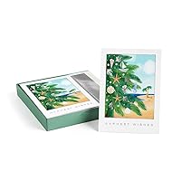 Masterpiece Seashell Christmas Tree Cards / 16 Boxed Holiday Cards With Coordinating Envelopes And Silver Foil Accents / 5 5/8