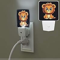 Cute Cartoon Lion Print Night Light with Light Sensors Plug in LED Lights Smart Nightstand Lamp Plug in Night Light for Bedroom Bathroom Hallway Home Decor