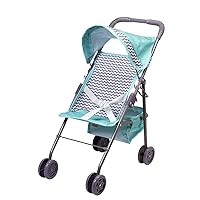Adora Medium Baby Doll Stroller in Zig Zag Shade with Adjustable Sun Cover and Doll Accessory Storage, for 20 inch Dolls & Stuffed Animals, Best For Agest 3 and Up