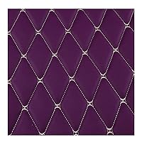 Quilted Faux Leather Vinyl PVC Leather Fabric Waterproof Faux Leather Fabric Quilted Leather Diamond Stitch Padded Cushion Linen Wadding Backing Upholstery for DIY Projects (Color : Purple, Size : 1