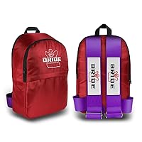 W-POWER JDM Bride Recaro Racing Laptop Travel Backpack Carbon Fiber Style with Adjustable Harness Straps (Red Bride - Purple Strap)