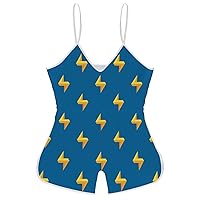 Super Thunder Funny Slip Jumpsuits One Piece Romper for Women Sleeveless with Adjustable Strap Sexy Shorts