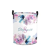 Personalized Baby Laundry Basket Flower Floral Custom Nursery Hamper Collapsible Organizer Storage Bedroom Decor for Girls Adults Women (Floral 11)