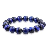 Bling Jewelry Natural Multi Color Big Round Bead 12MM Strand Stackable Semi Precious Gemstone Stretch Bracelet For Men Women Unisex