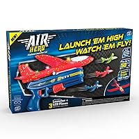 Ontel Air Hero Airplane Launcher Toy with LED Lights, Fun Outdoor Toy Includes 3 Airplanes & 1 Launcher, Kids Toy for Christmas or Gift for Kids Birthday, Nighttime Light Up Toy, Durable ABS Material