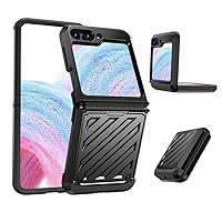 Electroplated Armor Phone Case for Samsung Galaxy Z Flip 5 4 3 Flip5 Flip4 Flip3 5G Hard Shell Full Protective Cover,Black,for Galaxy ZFlip3