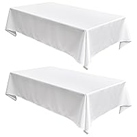 Faux Linen Tablecloths Rectangle 60 x 102 Inch - 2 Pack Textured Table Clothes for 6 Foot Tables, White Faux Burlap Kitchen Table Covers for Wedding, Party, Farmhouse, Banquet, Dining